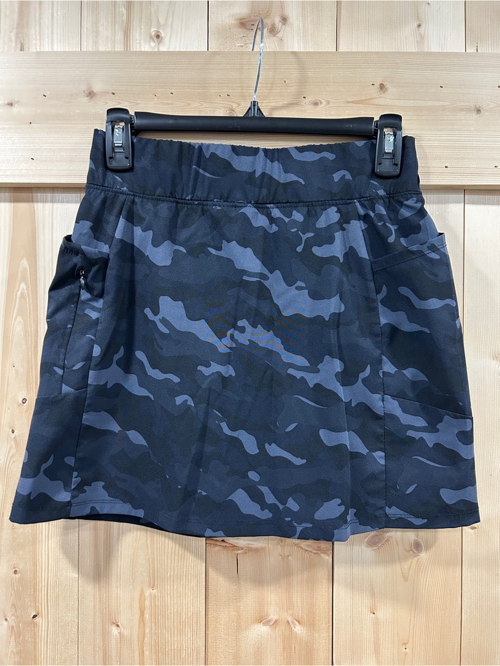 RBX Active Black Camo Stretch Woven Flat Front Athletic Skort, Small